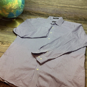 Forsyth of Canada Men's 18x36/37 Button Up Shirt Purple/White Check Long‎ Sleeve